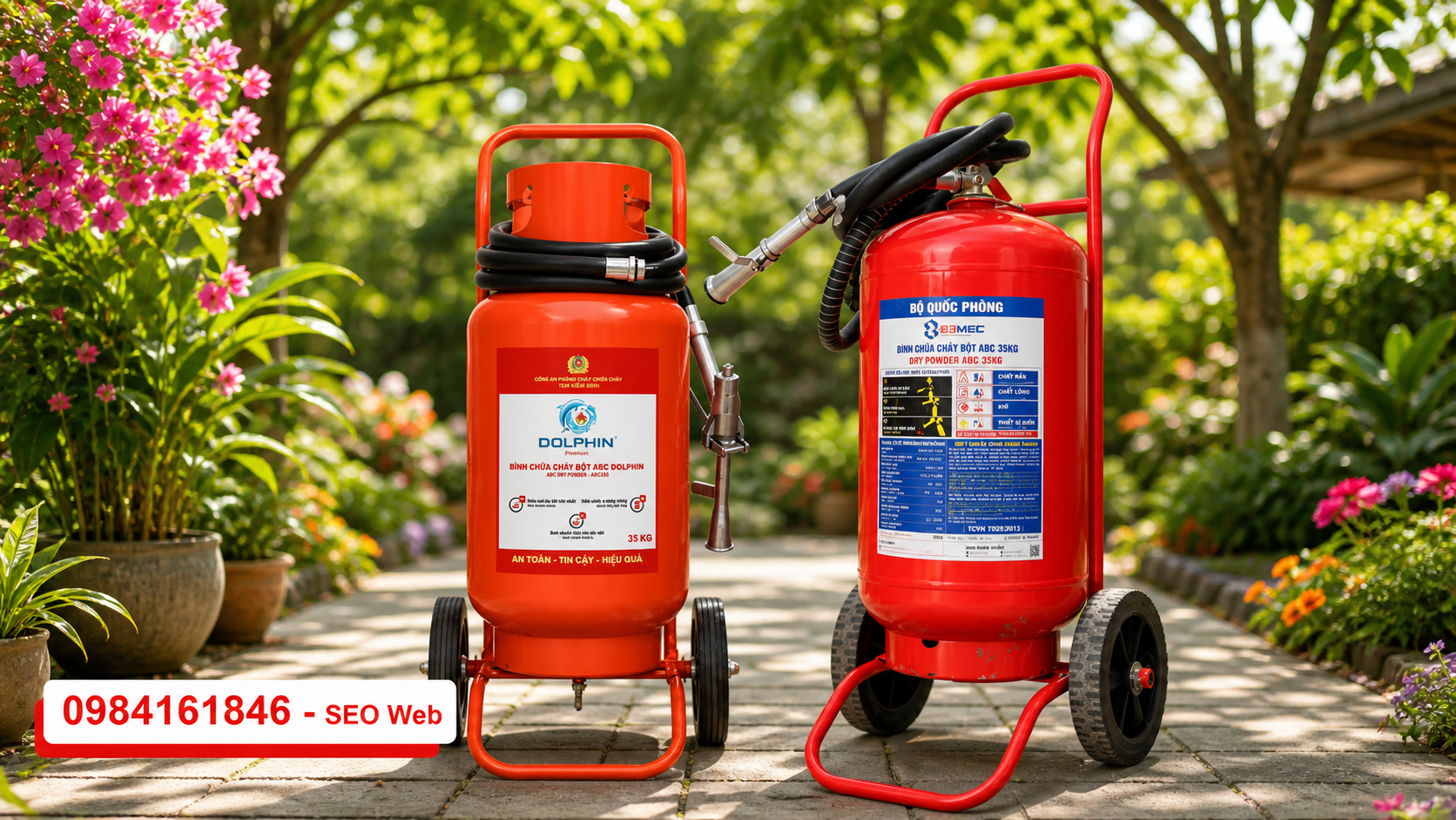 Bình chữa cháy xe đẩy thường dùng tại khu vực nguy cơ cháy nổ cao. Bình chữa cháy xe đẩy thường dùng tại khu vực nguy cơ cháy nổ cao.